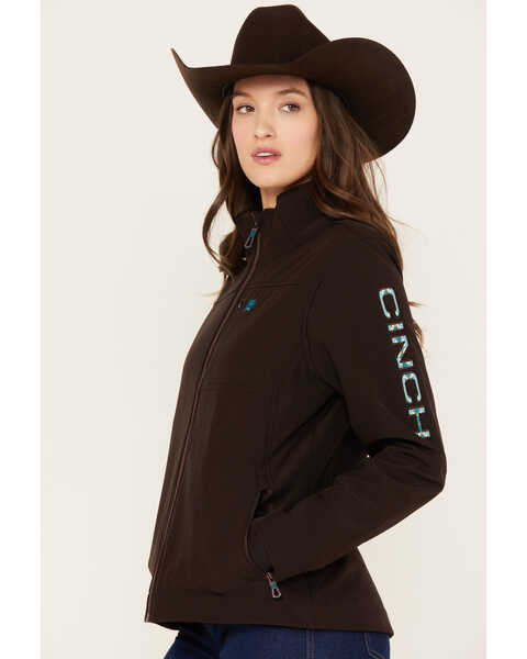 Image #1 - Cinch Women's Concealed Carry Logo Softshell Jacket, Dark Brown, hi-res