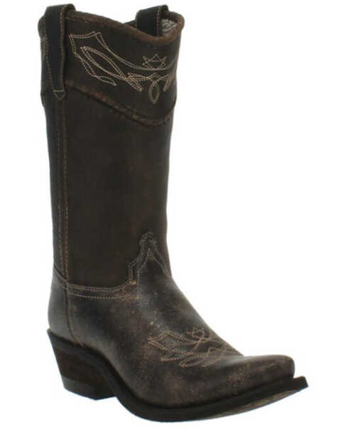 Laredo Women's Vintage Black Misty Distressed Leather Western Boot - Snip Toe , Black, hi-res