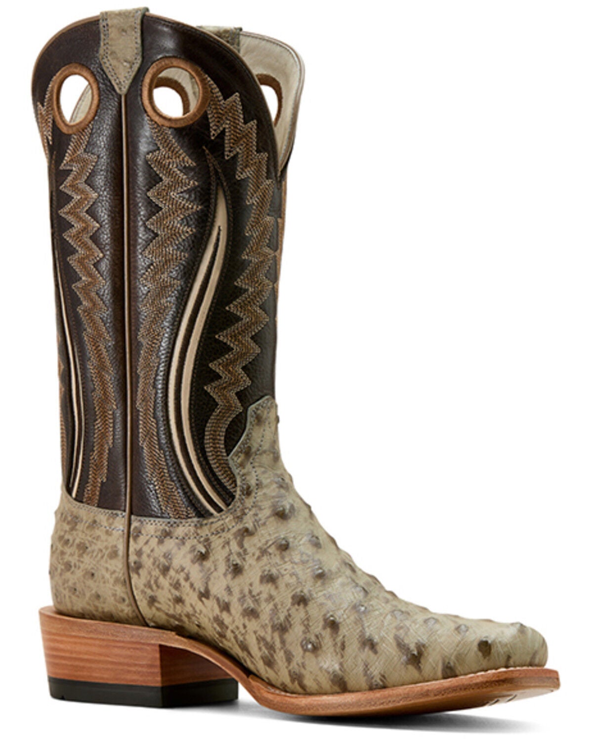 Image #1 - Ariat Men's Futurity Outlaw Exotic Ostrich Western Boots - Square Toe, Light Grey, hi-res