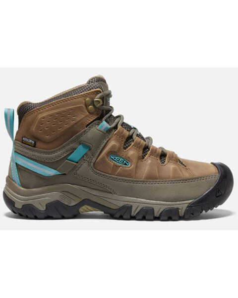 Image #2 - Keen Women's Targhee III Waterproof Hiking Boots, Tan/turquoise, hi-res