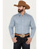 Ely Walker Men's Medallion Print Long Sleeve Pearl Snap Western Shirt, Blue, hi-res