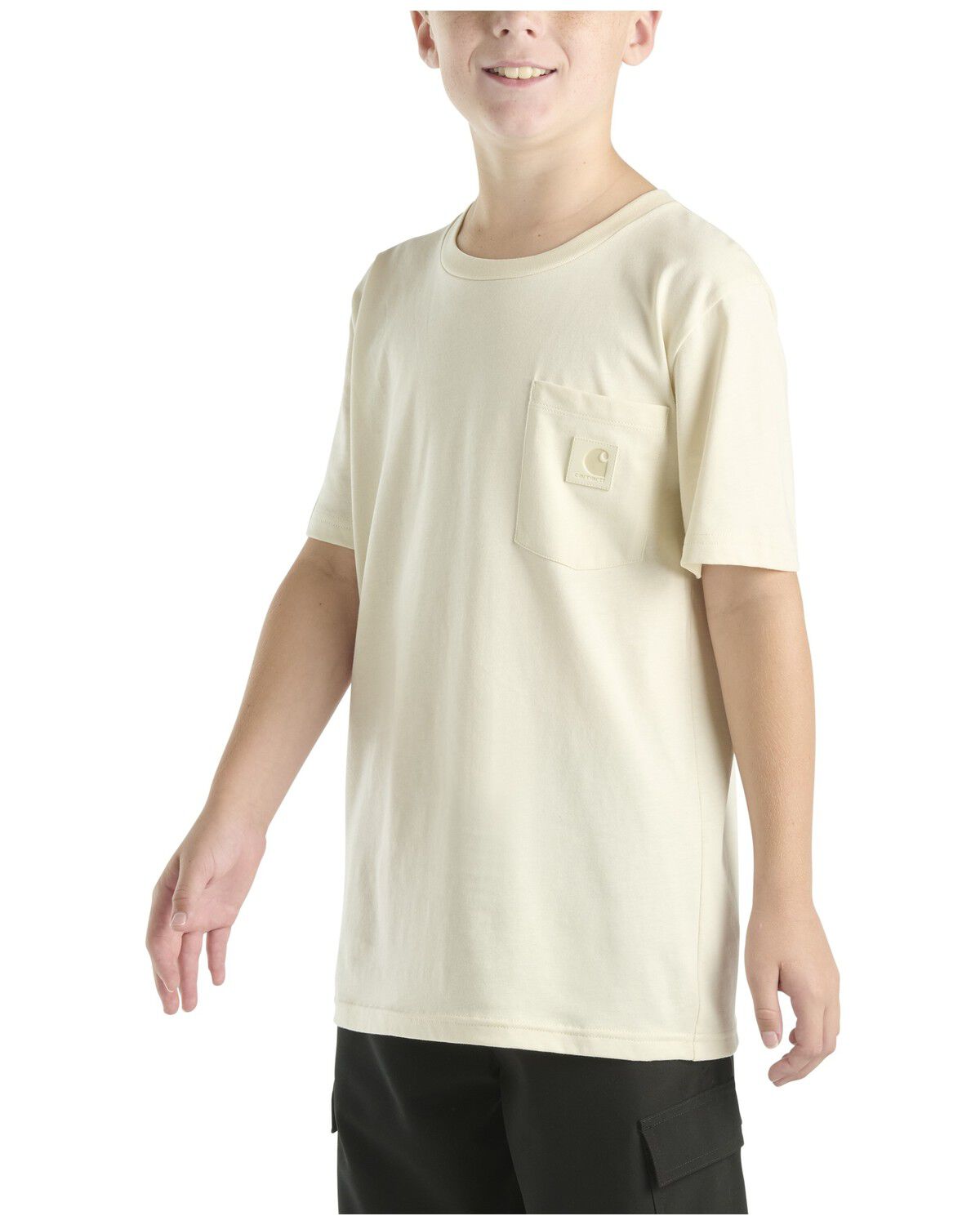 Image #2 - Carhartt Boys' Solid Short Sleeve Pocket T-Shirt, Cream, hi-res