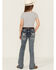 Image #1 - Shyanne Girls' Steerhead Embroidered Bootcut Stretch Denim Jeans, Blue, hi-res