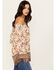 Wild Moss Women's Floral Border Peasant Top, Ivory, hi-res