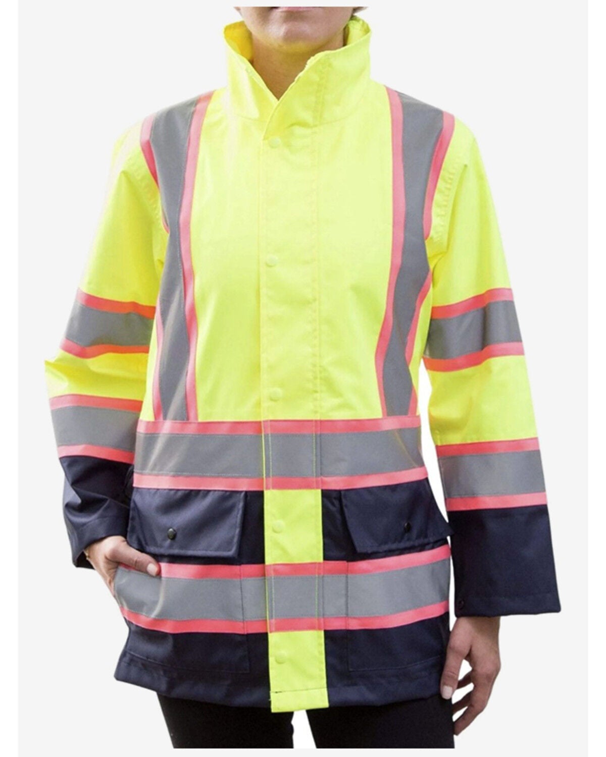 Utility Pro Women's HiVis Waterproof Rain Jacket, Yellow, hi-res