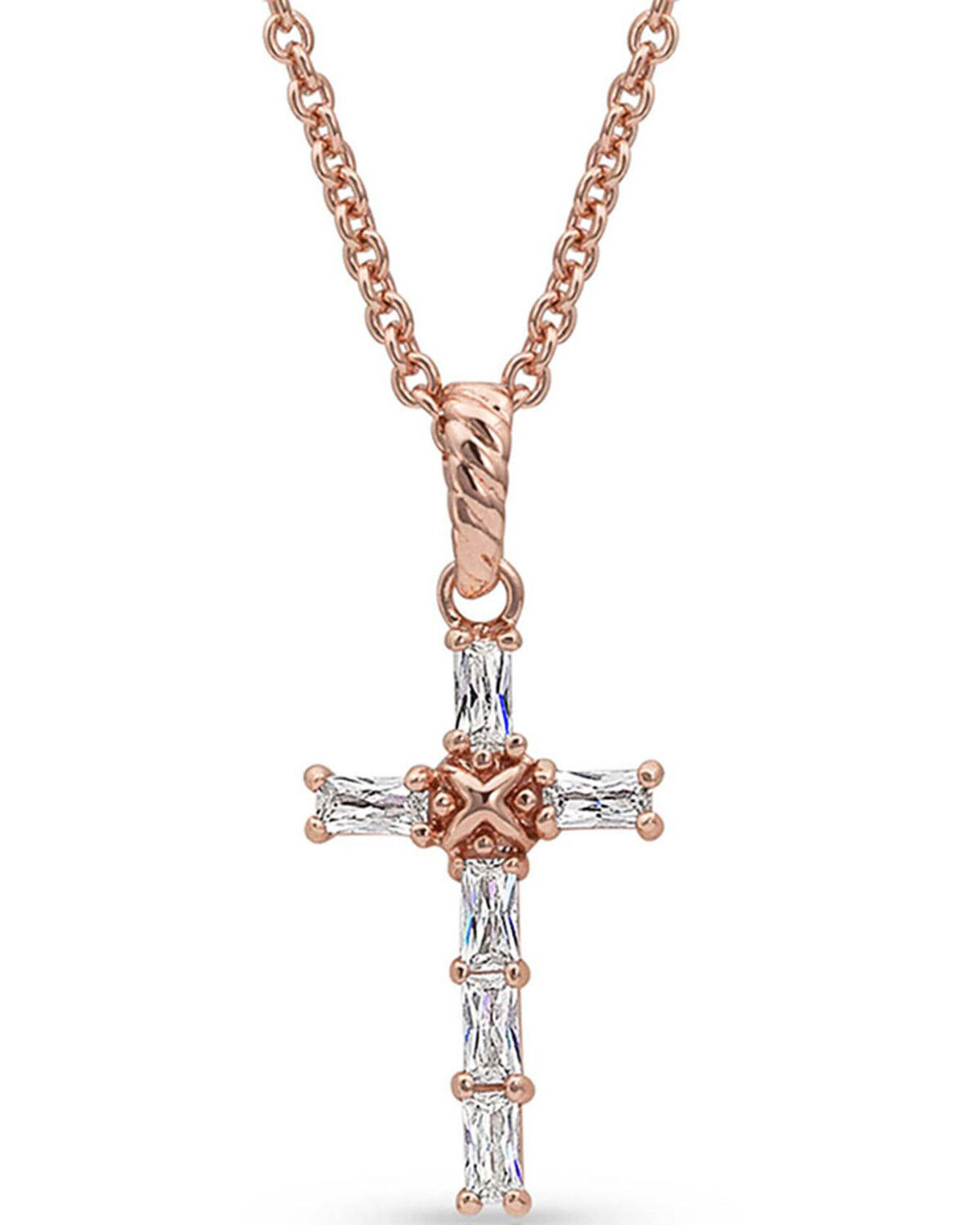 Image #2 - Montana Silversmiths Women's Entwined Rose Gold Brilliant Cross Necklace, Rose, hi-res