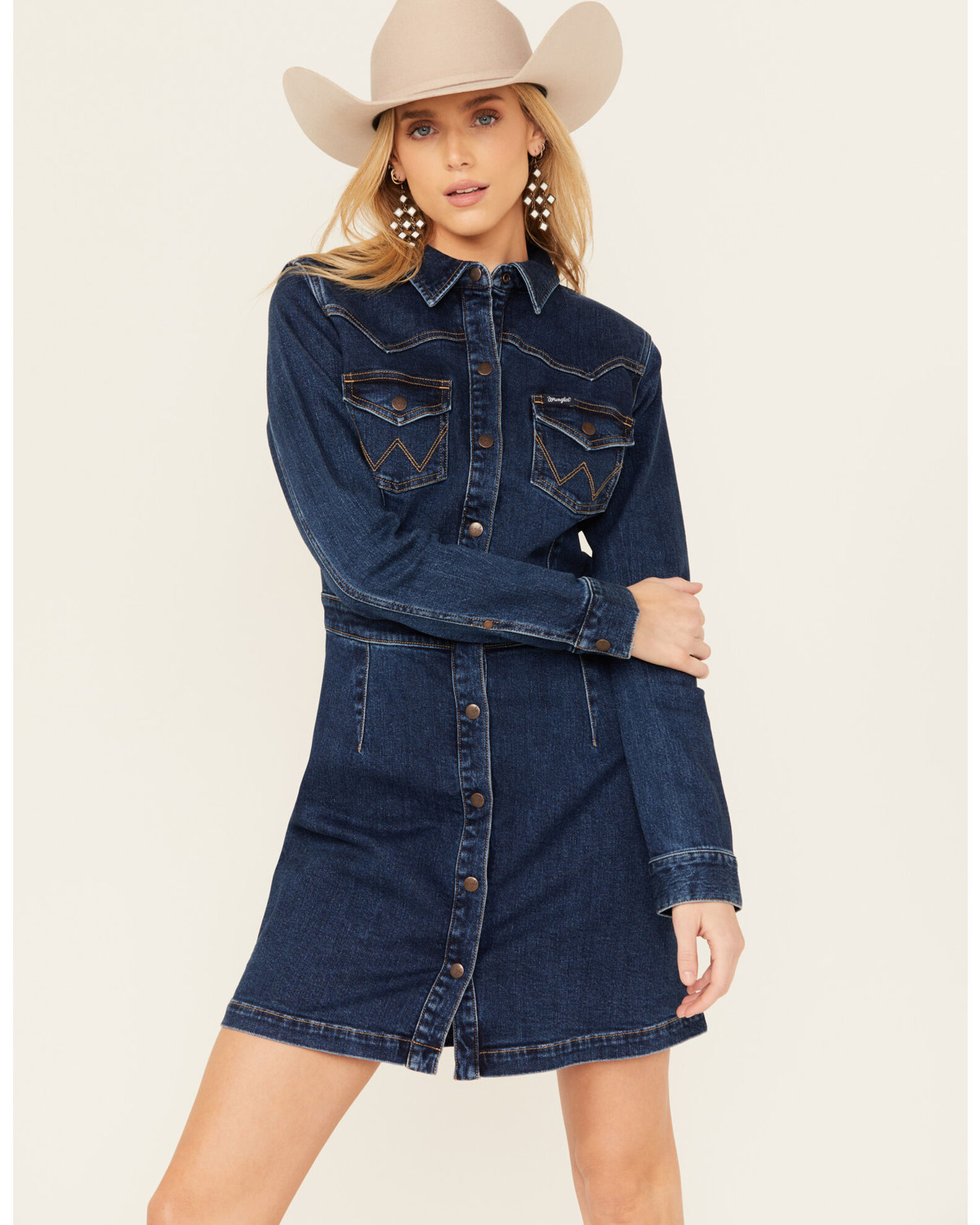 Long sleeve denim mini dress outlet