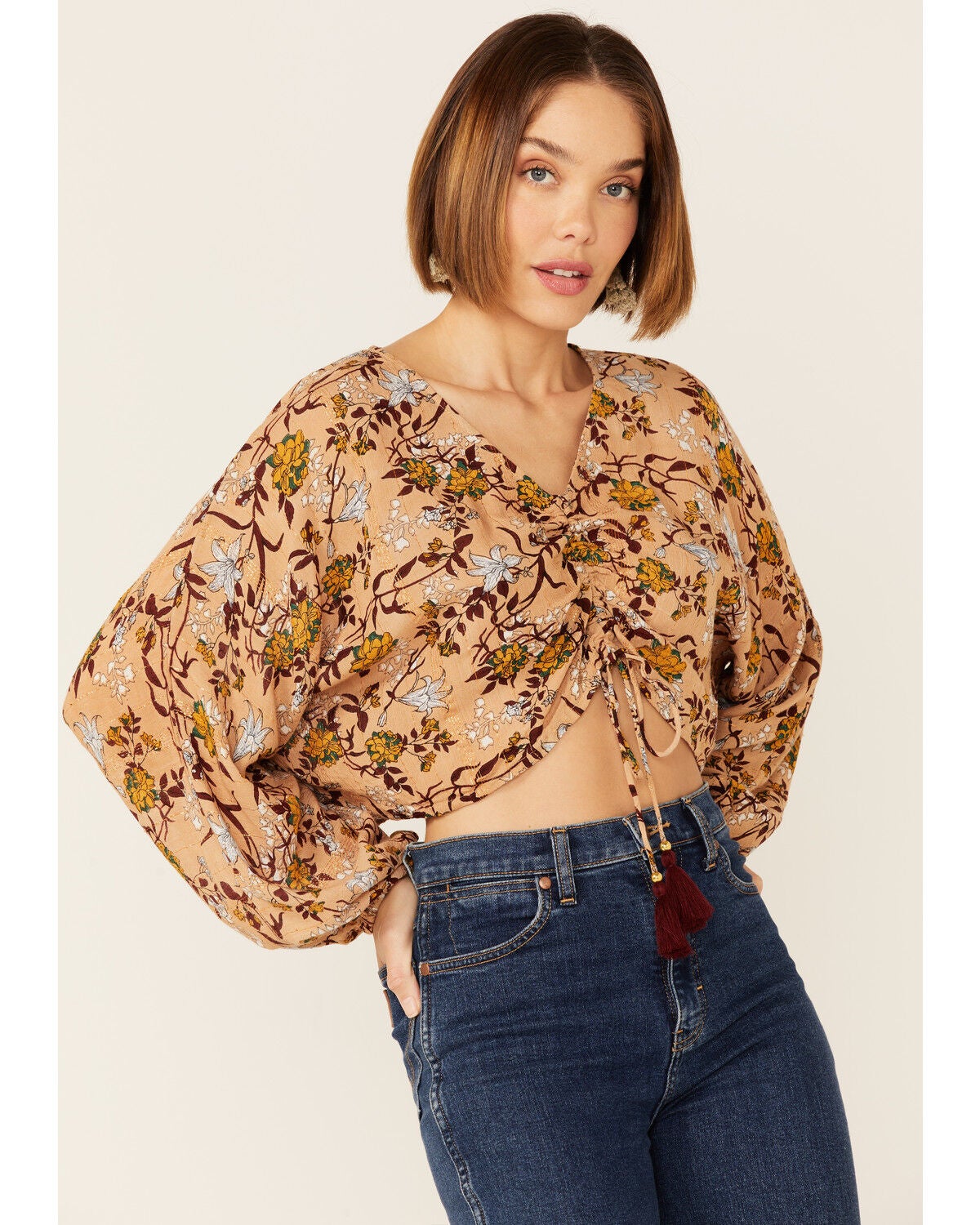 Z&L Women's Marigold Crop Top, Gold, hi-res