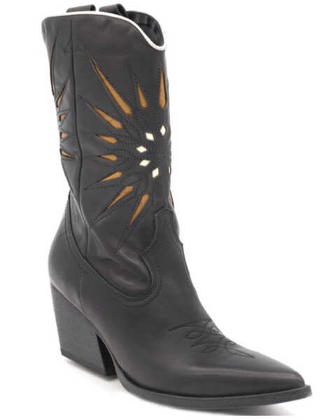 Golo Women's Contrasting Sun Western Boots - Pointed Toe, Black, hi-res