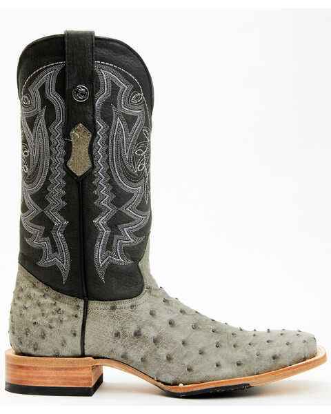 Image #2 - Tanner Mark Men's Exotic Full Quill Ostrich Western Boots - Broad Square Toe, Grey, hi-res