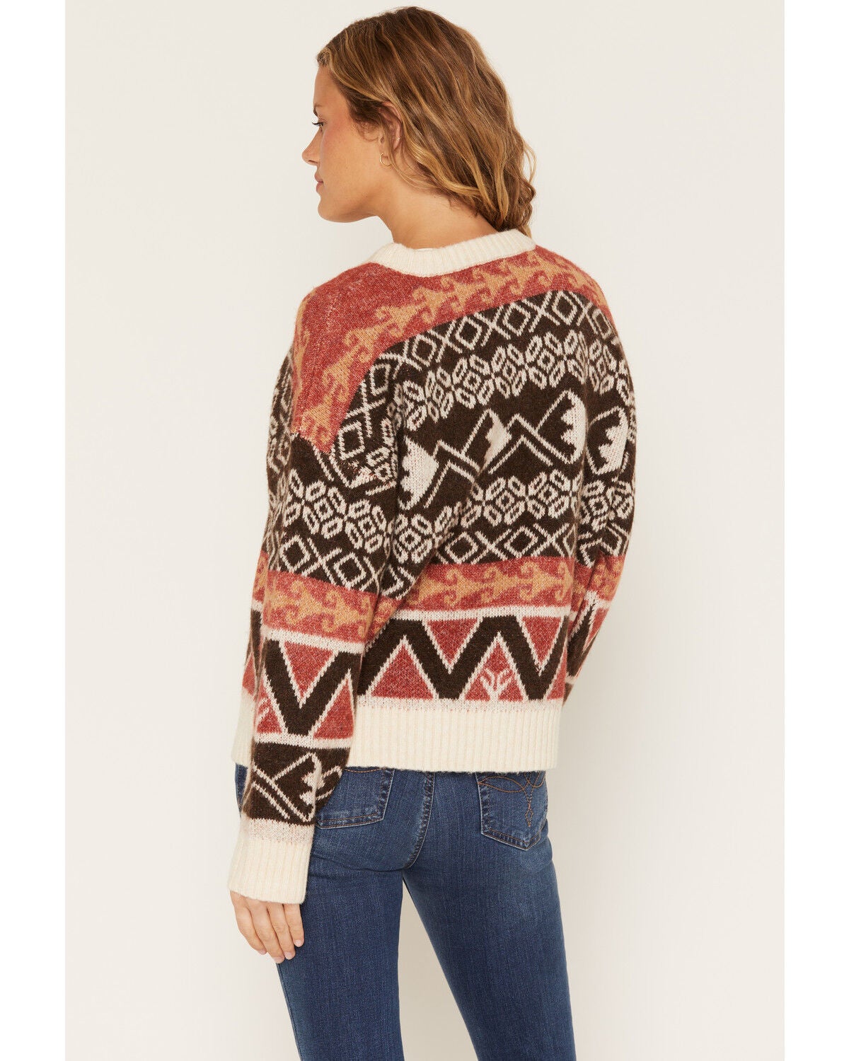 Image #4 - By Together Women's Southwestern Print Sweater, Brown, hi-res