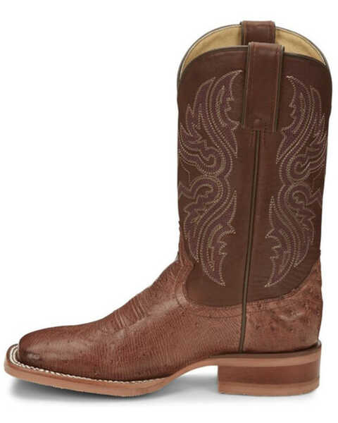 Justin Boots Women's Brown Smooth Ostrich Western Boots - Broad Square Toe , Brown, hi-res