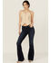 Image #1 - Shyanne Women's Luna High Rise Flare Stretch Denim Jeans, Dark Wash, hi-res