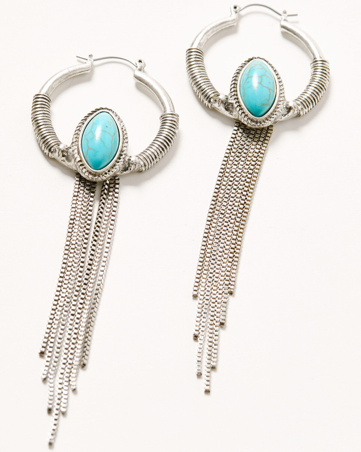 Image #1 - Shyanne Women's Fringe Hoop Earrings, Silver, hi-res