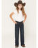 Image #1 - Rock & Roll Denim Girls' Dark Wash Suede Pocket Trouser Stretch Denim Jeans, Dark Wash, hi-res