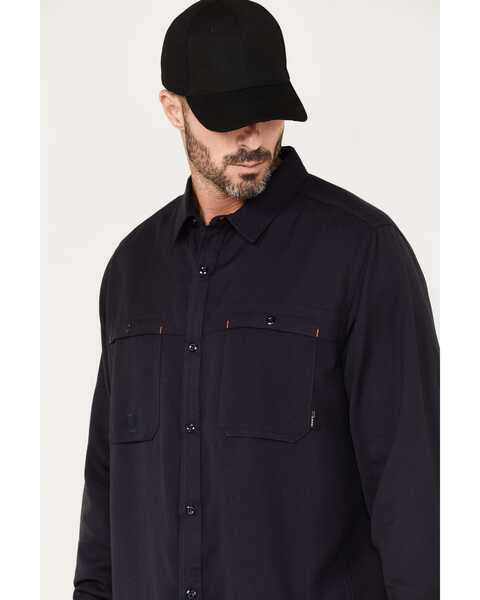 Image #2 - Hawx Men's FR Vented Solid Long Sleeve Button-Down Work Shirt , Navy, hi-res