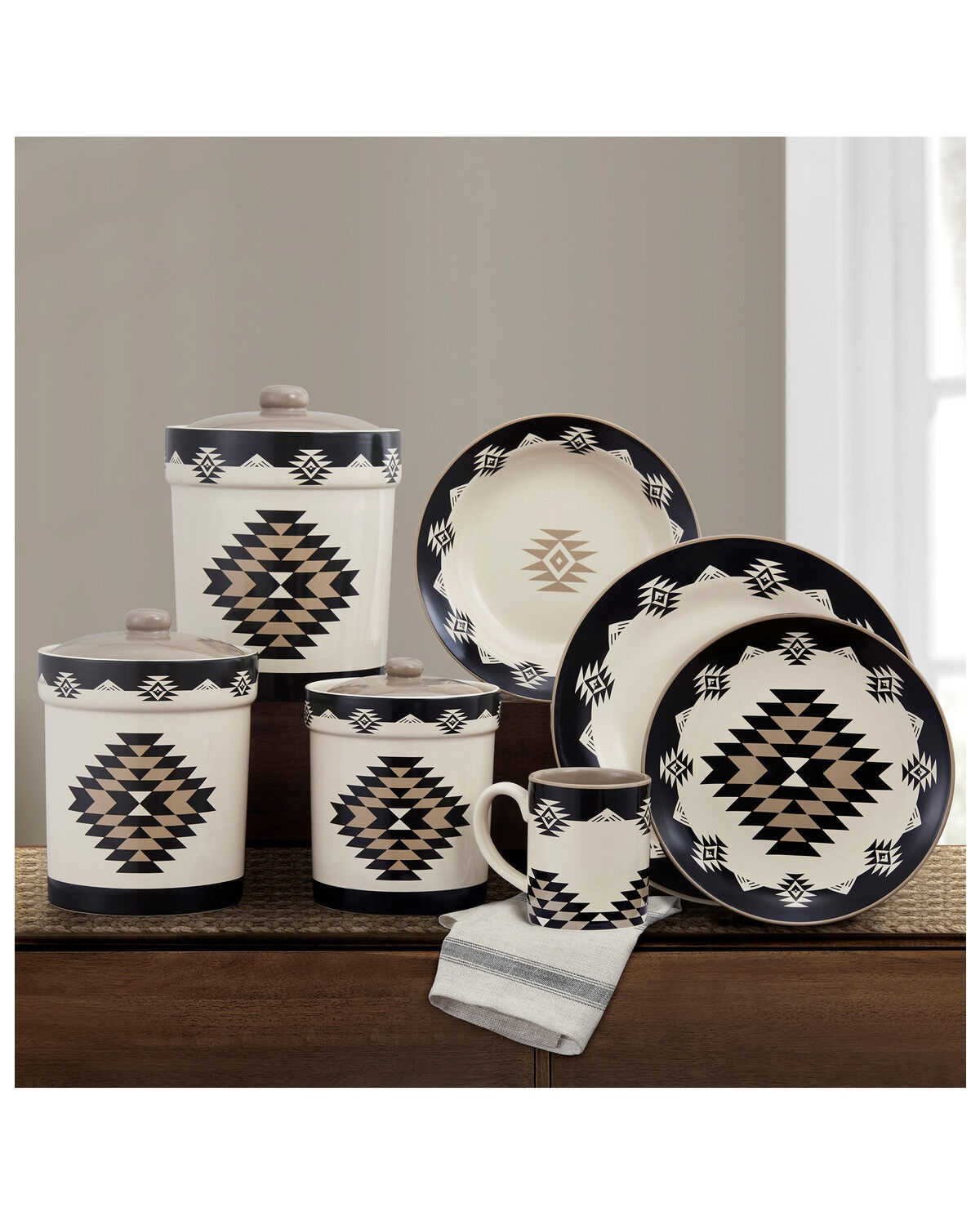 Image #1 - HiEnd Accents Chalet Southwestern Dinnerware & Cannister Set - 19 Piece, Multi, hi-res
