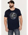 Image #1 - Moonshine Spirit Men's Navy Skull Moon Graphic Short Sleeve T-Shirt , Navy, hi-res