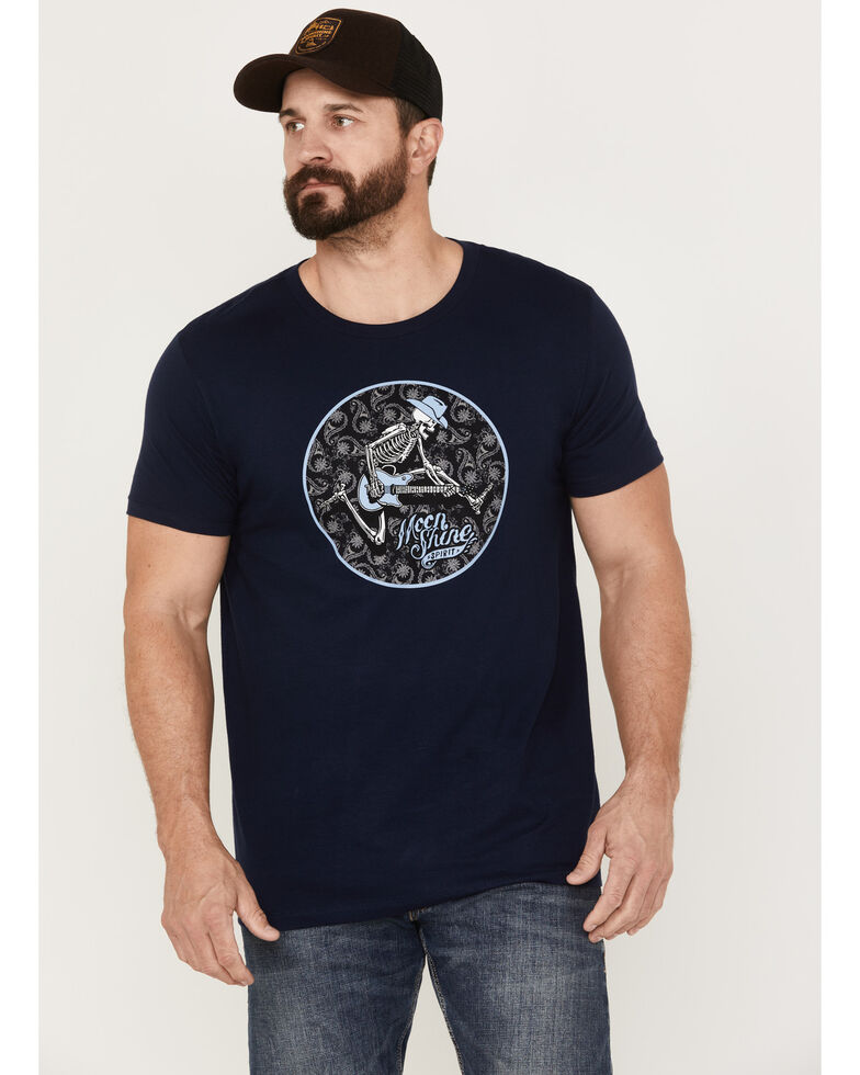 Moonshine Spriit Men's Navy Skull Moon Graphic Short Sleeve T-Shirt , Navy, hi-res