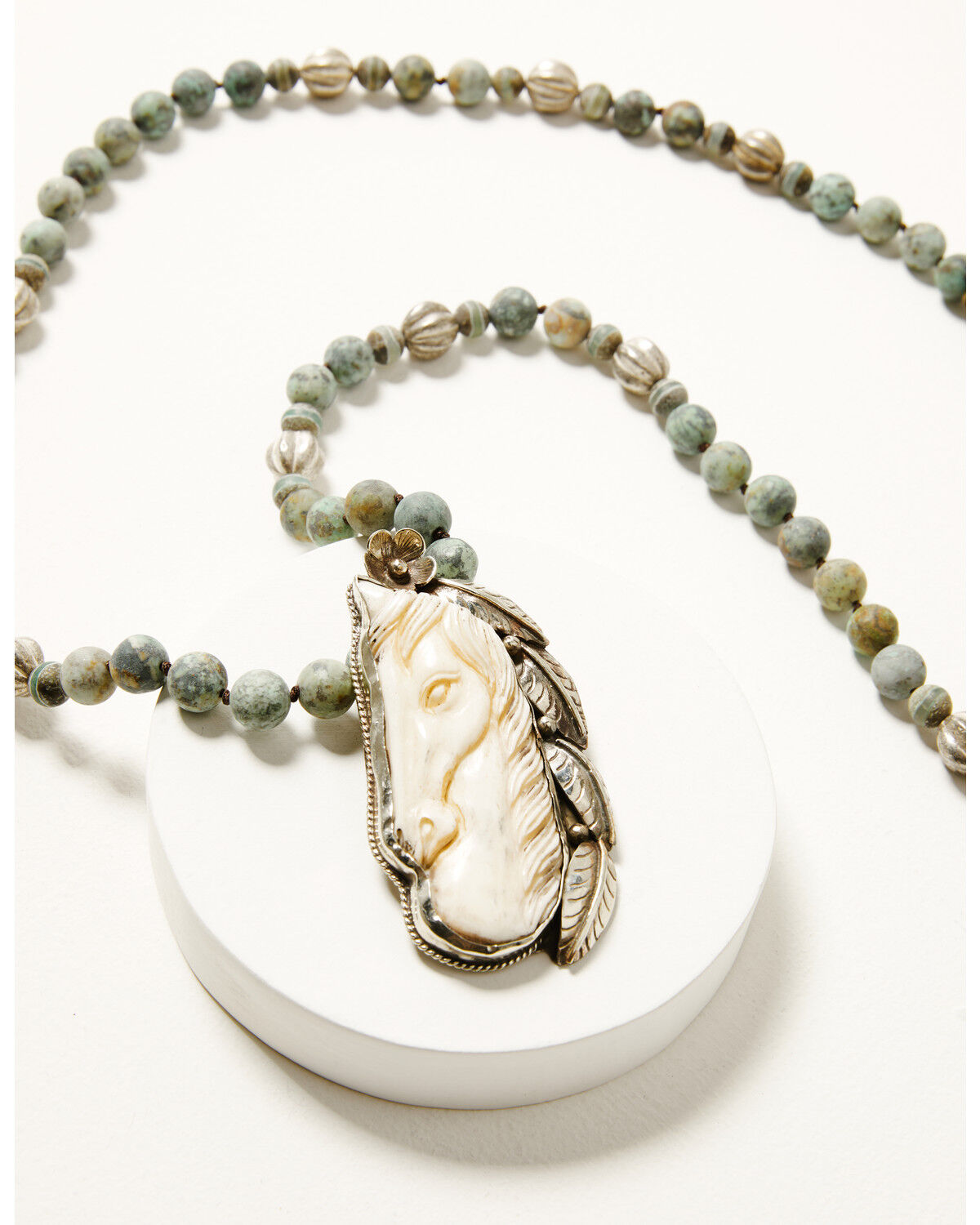 Image #3 - Erin Knight Designs Women's Vintage Hand Knotted Beads With Horse Pendant Necklace, Turquoise, hi-res