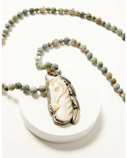 Image #3 - Erin Knight Designs Women's Vintage Hand Knotted Beads With Horse Pendant Necklace , Turquoise, hi-res