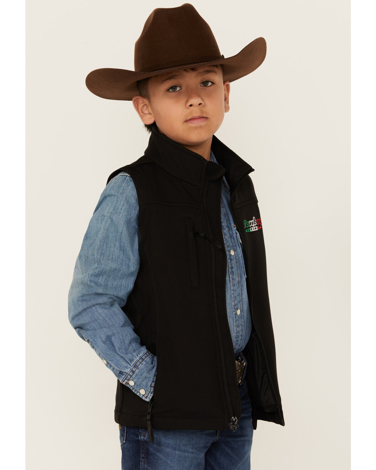 Image #2 - Cowboy Hardware Boys' Hecho en Mexico Vest, Black, hi-res