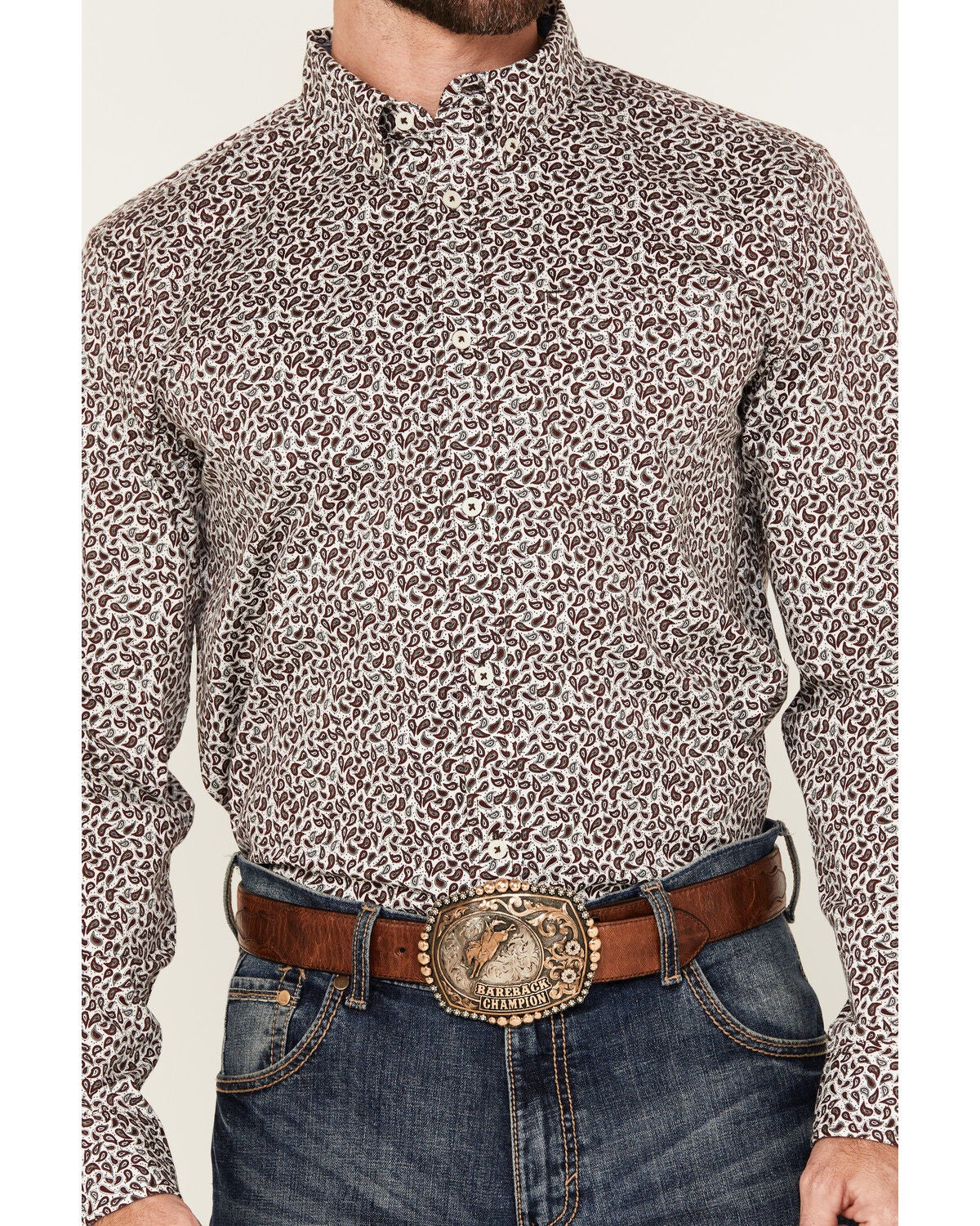 Cody James Men's Country Paisley Print Long Sleeve Button-Down
