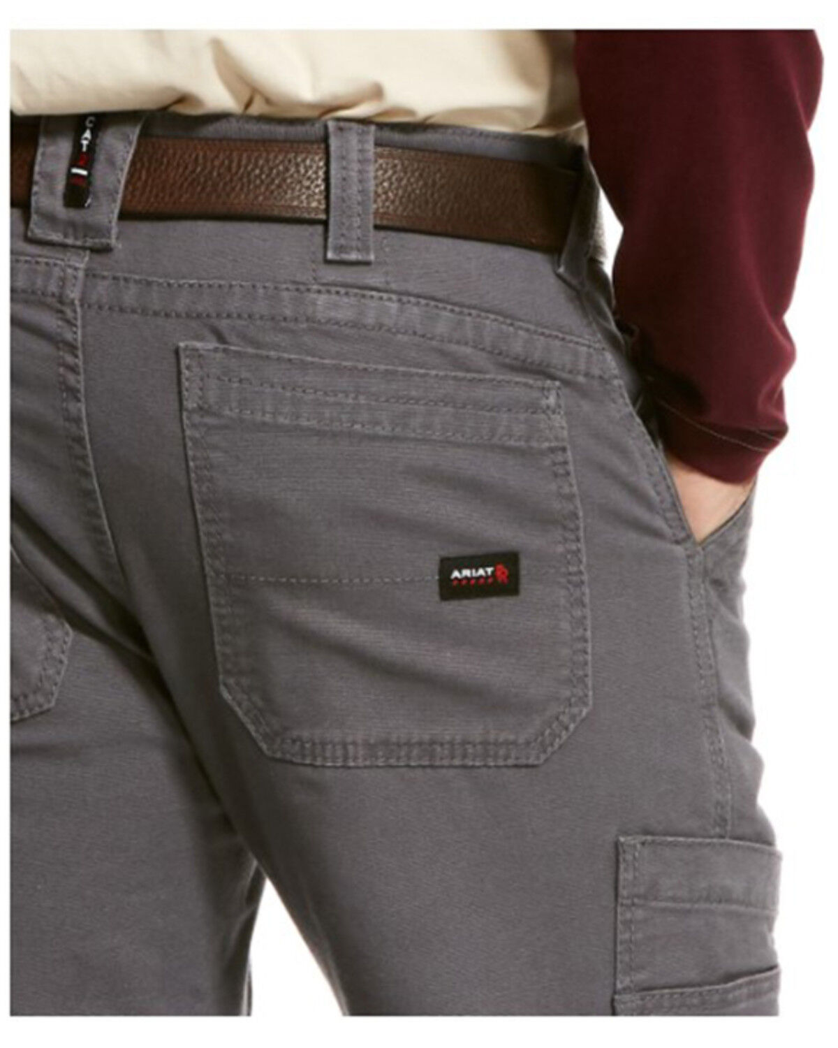 Image #2 - Ariat Men's Grey FR M5 Duralight Stretch Canvas Straight Work Pants - Big, Grey, hi-res
