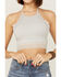 Fornia Women's Caged Back High Neck Crochet Bralette Tank Top, Light Grey, hi-res