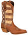 Durango Women's Distressed Flag Western Boots - Square Toe , Brown, hi-res