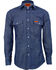 Image #5 - Wrangler Men's FR Long Sleeve Snap Western Work Shirt - Big , Blue, hi-res