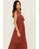 Image #2 - Trixxi Women's Smocked Waist Midi Dress, Rust Copper, hi-res