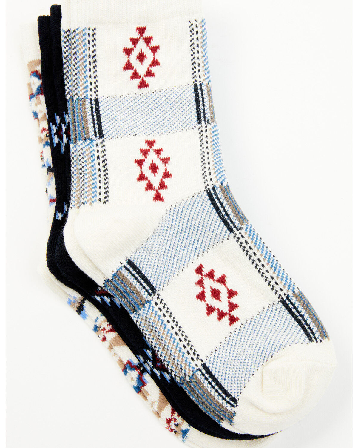 Image #1 - Shyanne Girls' Jesse Southwestern Crew Socks - 3-Pack, Blue, hi-res