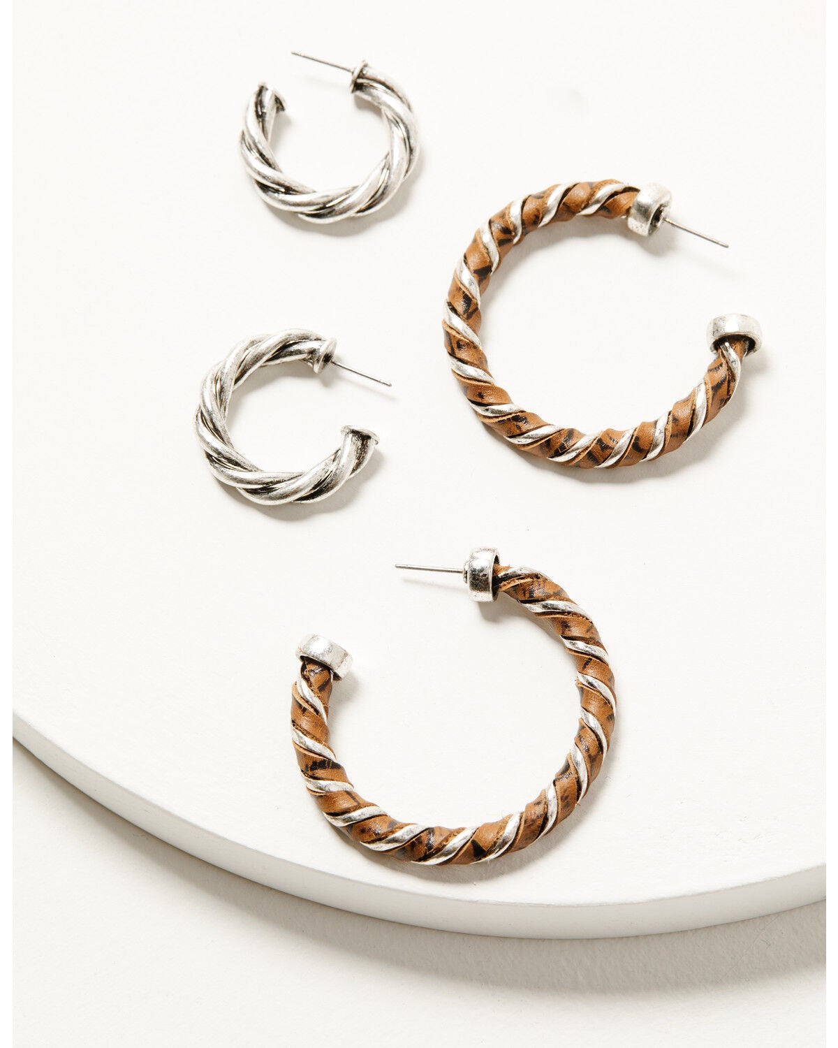 Shyanne Women's Heritage Valley Twisted Hoop Earring Set - 2 Piece, Silver, hi-res