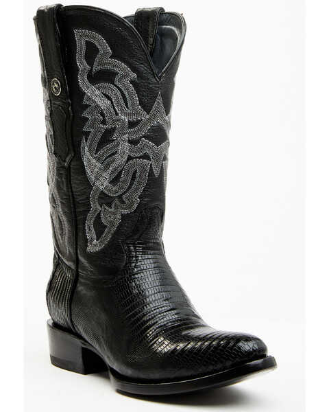 Tanner Mark Men's Teju Lizard Exotic Western Boots - Pointed Toe, Black, hi-res