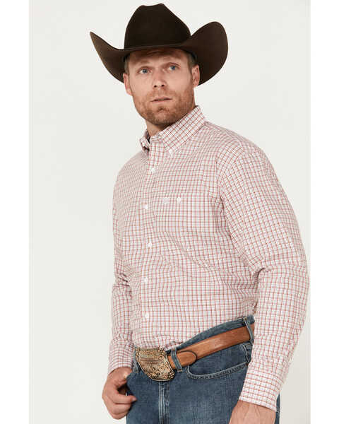 Image #3 - George Strait by Wrangler Men's Plaid Print Long Sleeve Button-Down Western Shirt, Red, hi-res