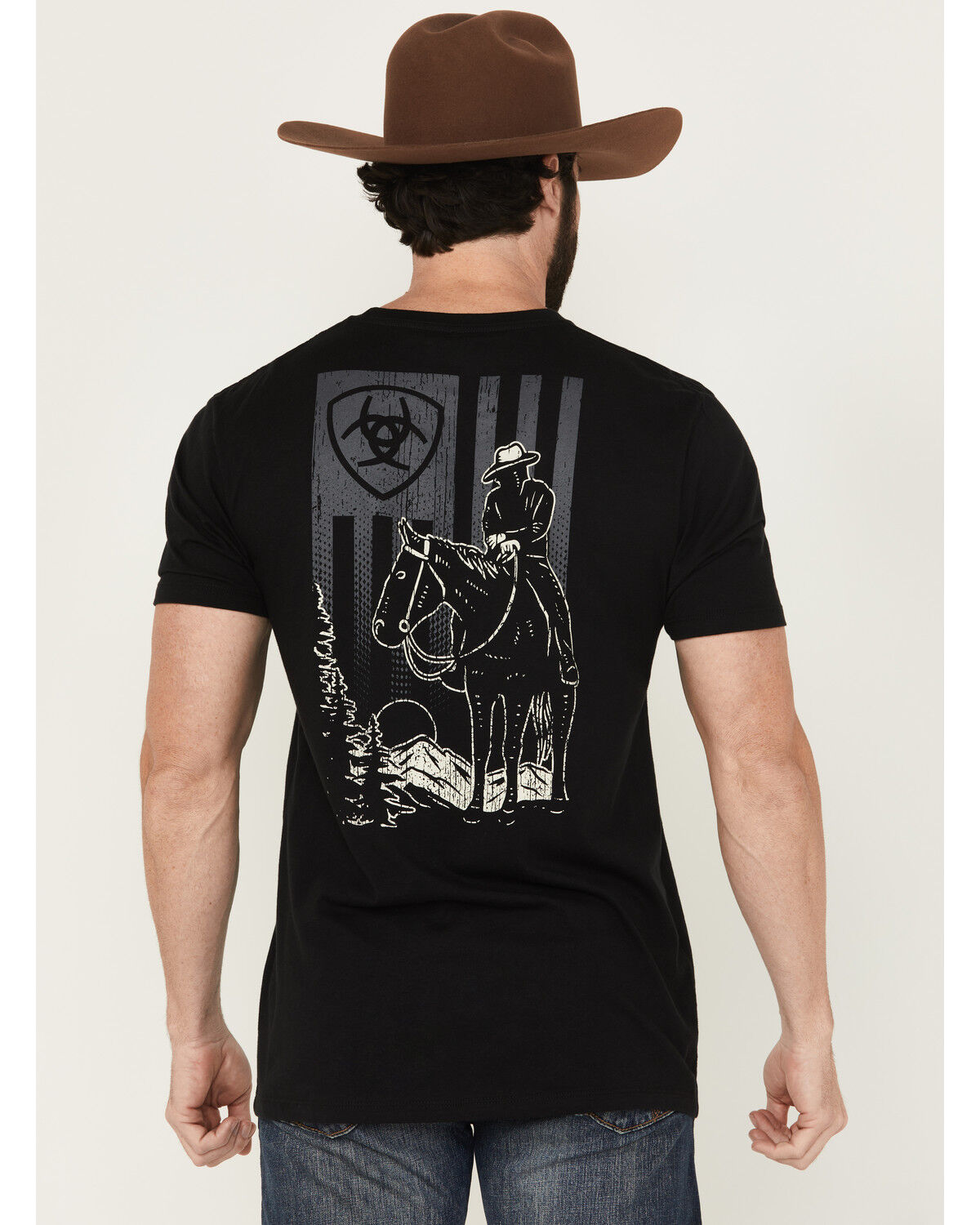 Image #1 - Ariat Men's Big Sky Freedom Short Sleeve Graphic T-Shirt, Black, hi-res