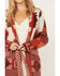 Image #3 - Shyanne Women's Long Southwestern Print Belted Sweater, Mauve, hi-res