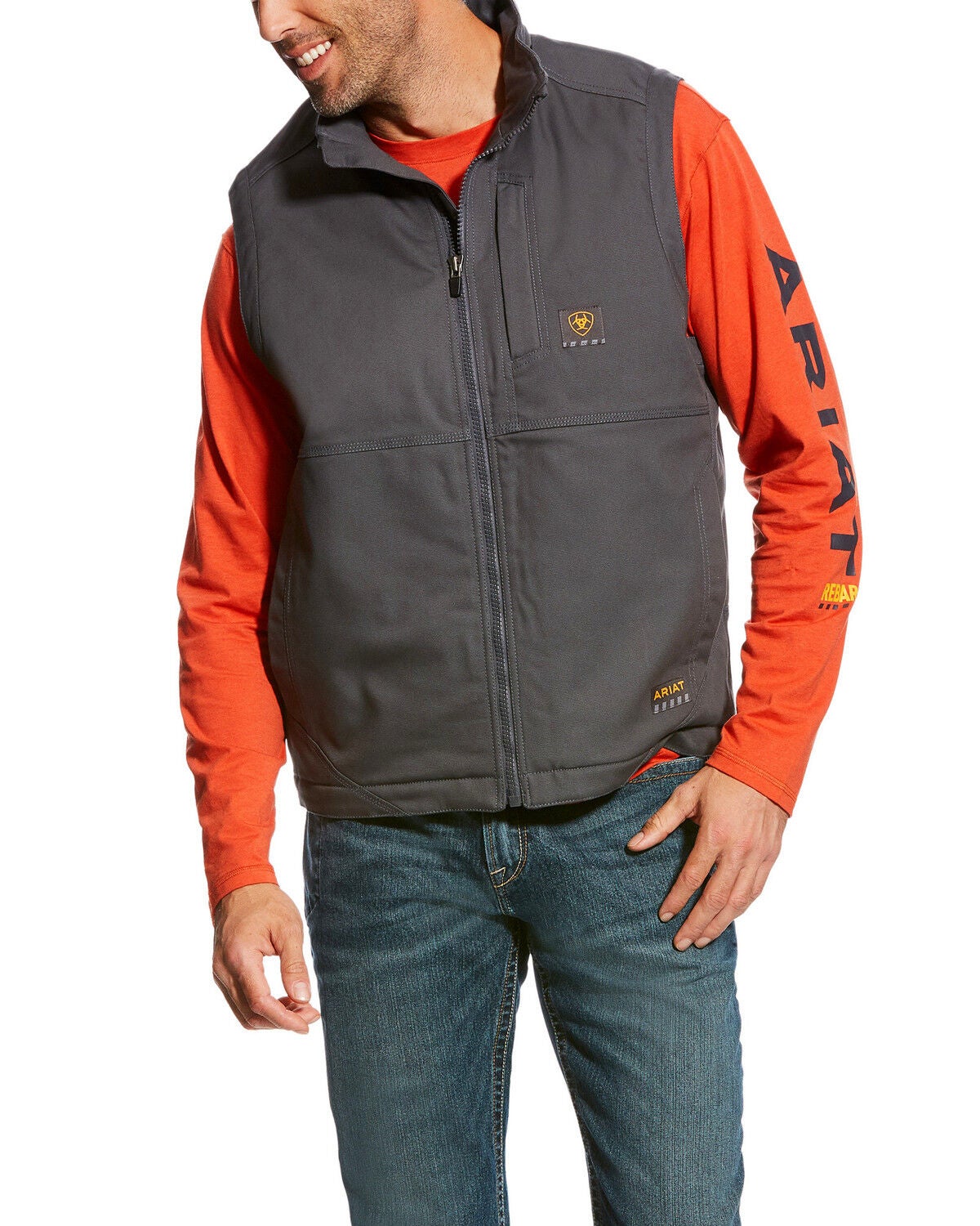 Ariat Men's Rebar Duracanvas Vest - Big & Tall, Light Grey, hi-res