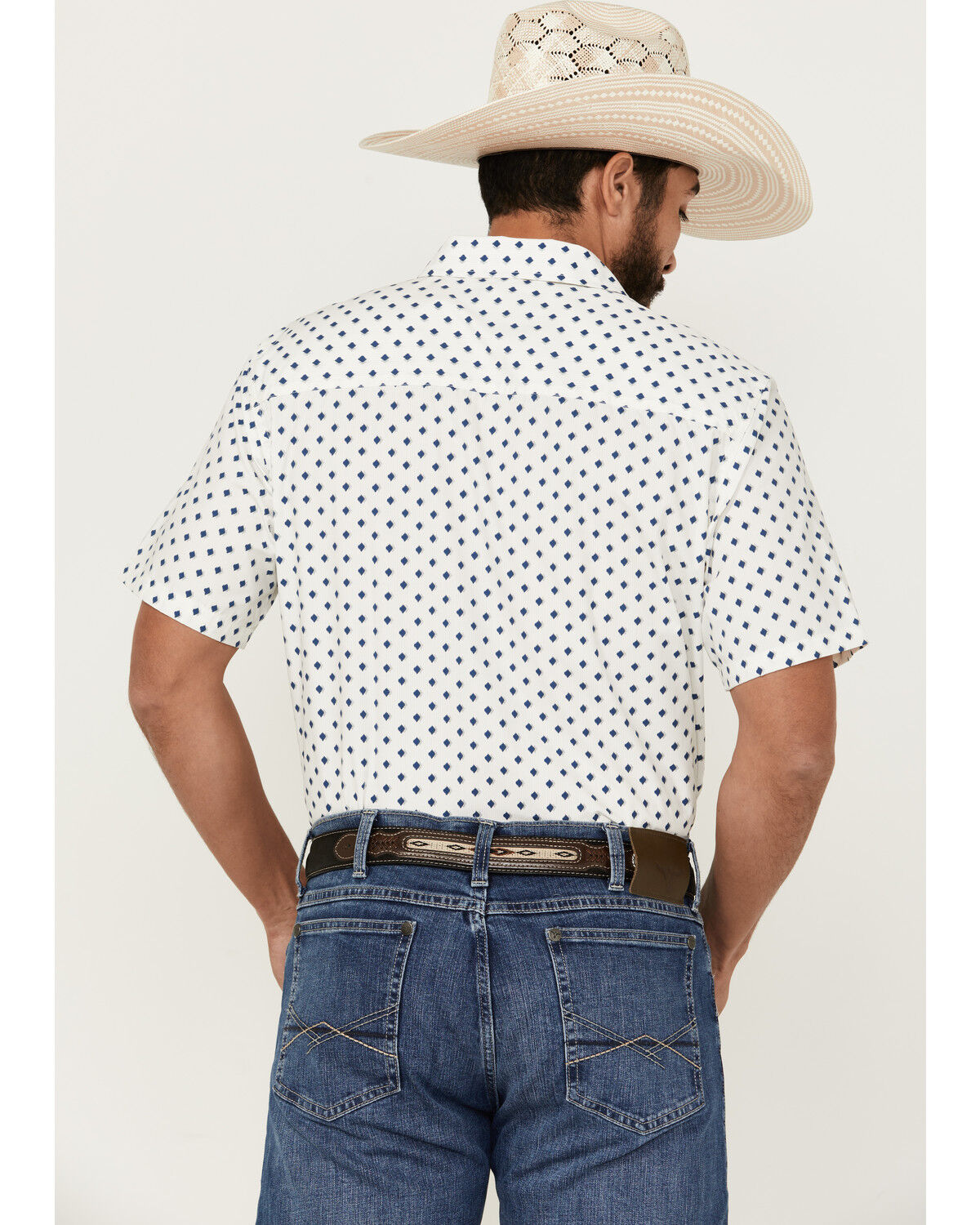 Image #4 - Gibson Trading Co Men's Reed Geo Print Short Sleeve Button-Down Western Shirt, White, hi-res