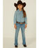 Image #1 - Wrangler Girls' Light Wash Mid Rise Embroidered Modern Bootcut Jeans, Light Blue, hi-res