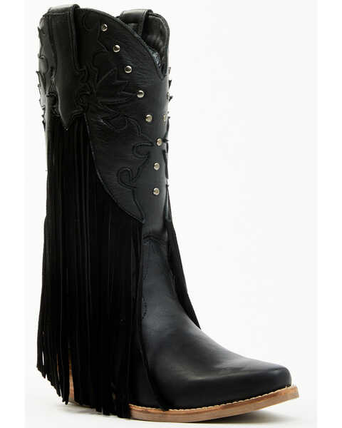 Image #1 - Dingo Women's Hoedown Fringe Western Boots - Pointed Toe , Black, hi-res