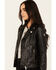 Image #2 - Mauritius Leather Women's Embellished Stars Leather Moto Jacket, Black, hi-res
