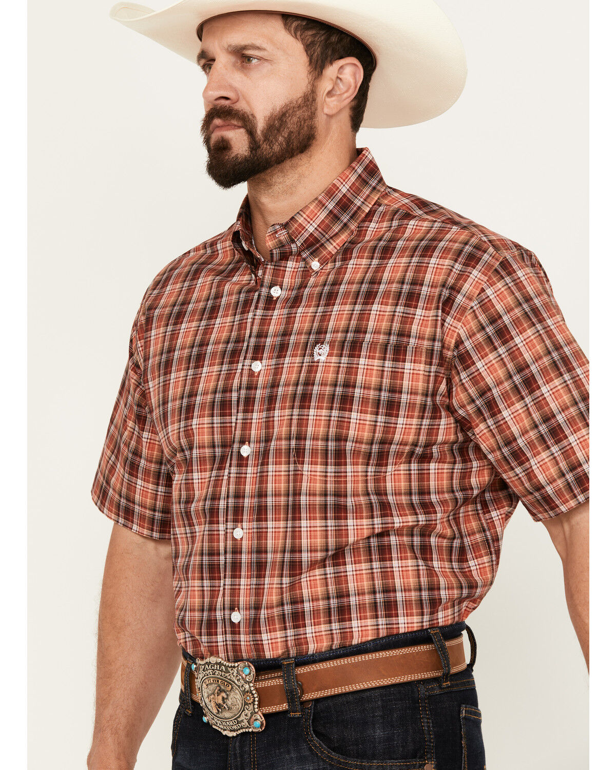 Image #2 - Cinch Men's Plaid Print Short Sleeve Button Down Western Shirt, , hi-res