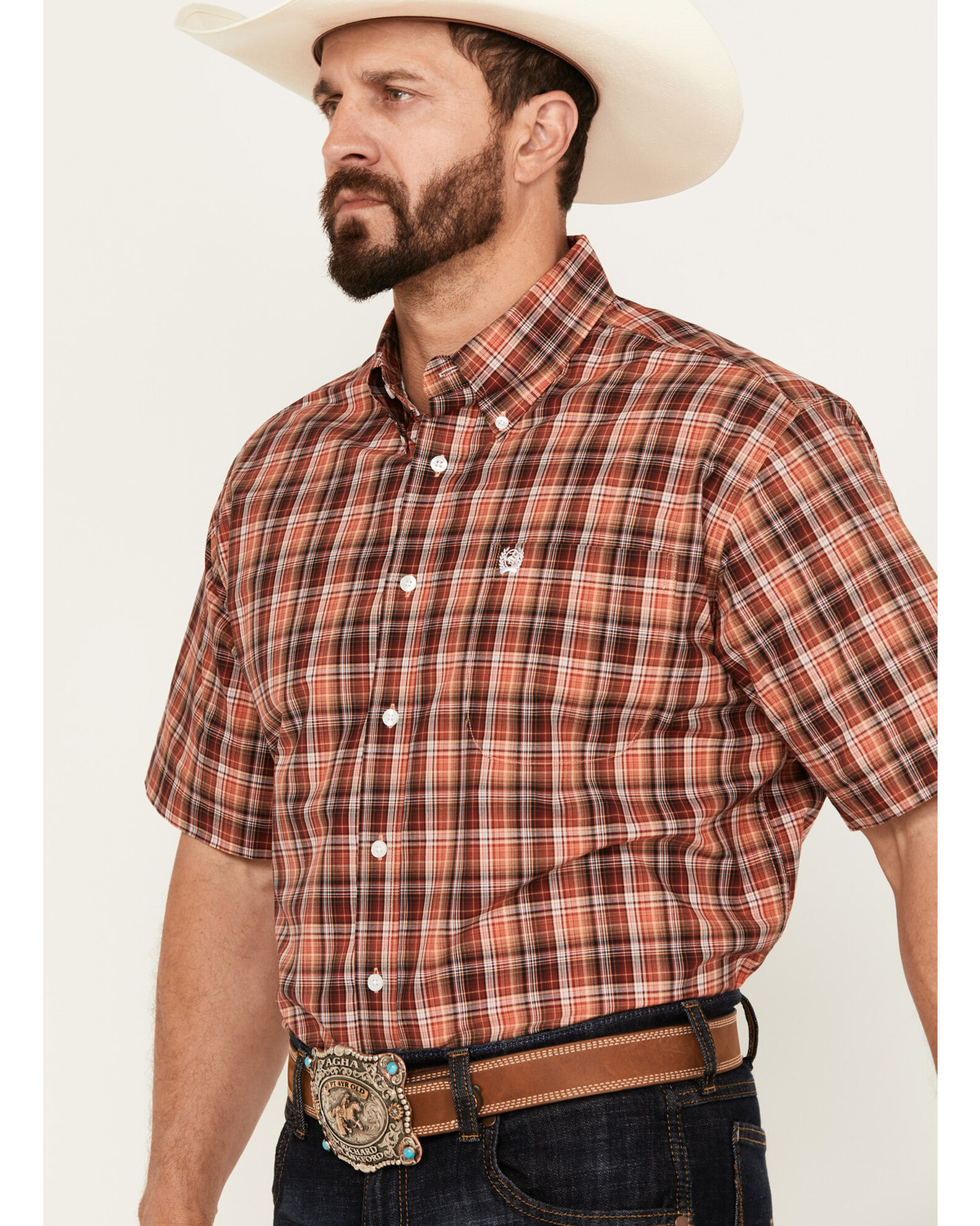 Image #2 - Cinch Men's Plaid Print Short Sleeve Button Down Western Shirt, , hi-res