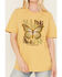 Image #3 - Kerusso Women's Made New Butterfly Graphic Tee, Mustard, hi-res