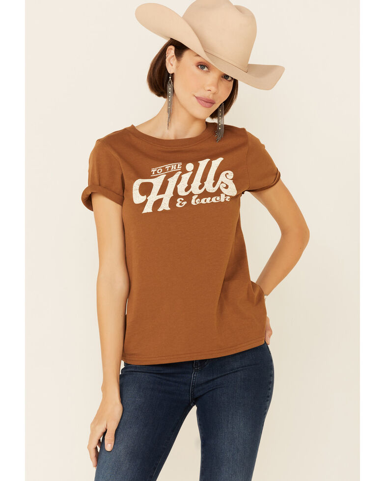 Shyanne Women's To The Hills & Back Graphic Short Sleeve Tee , Brown, hi-res