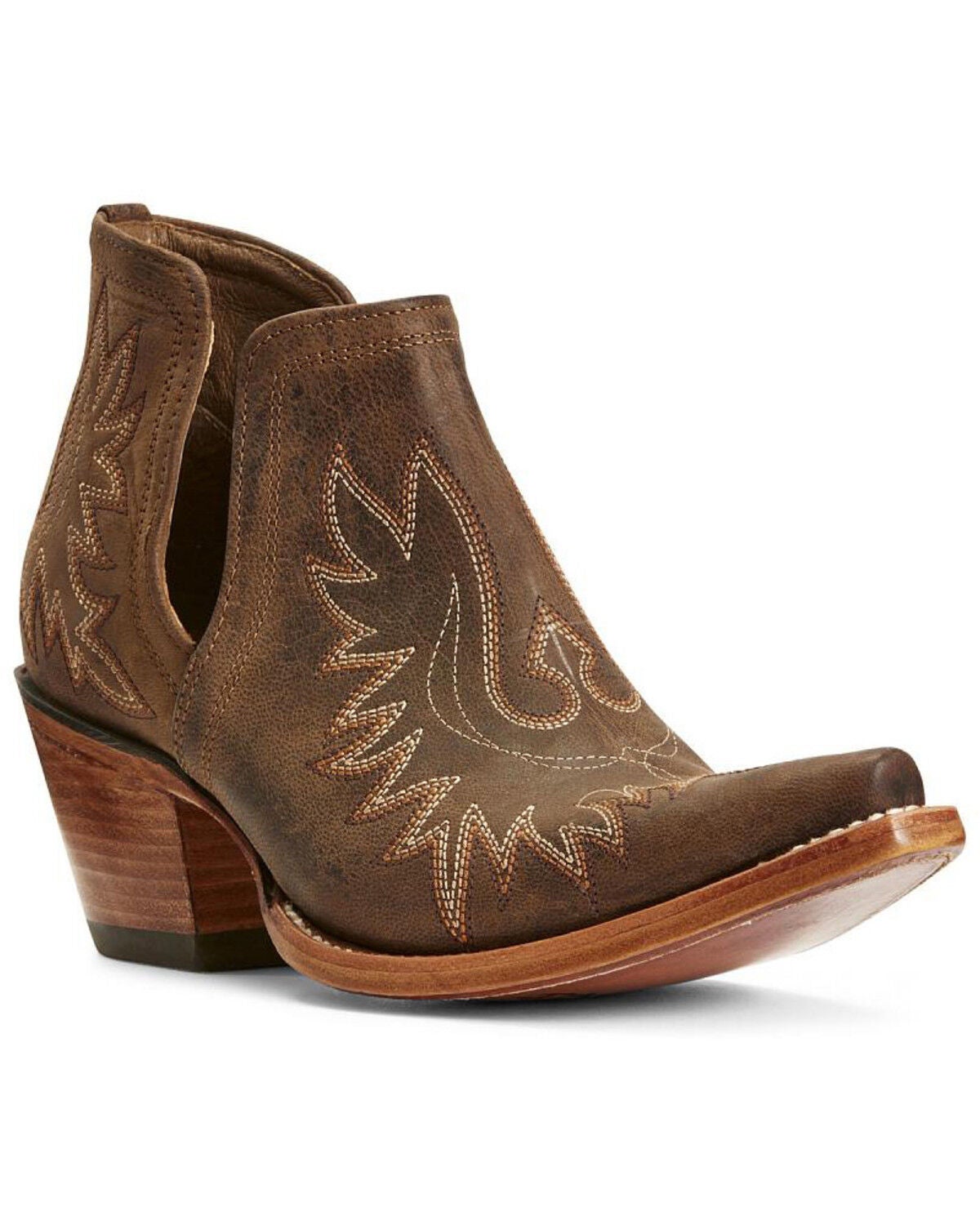 Ariat Women's Dixon Weathered Western Booties - Snip Toe, Brown, hi-res