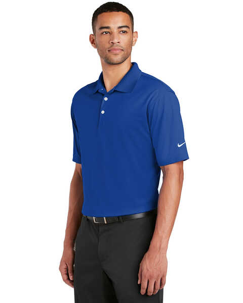 Image #4 - Nike Golf Men's Dri-Fit Micro Pique Short Sleeve Work Polo Shirt - Tall , Blue, hi-res