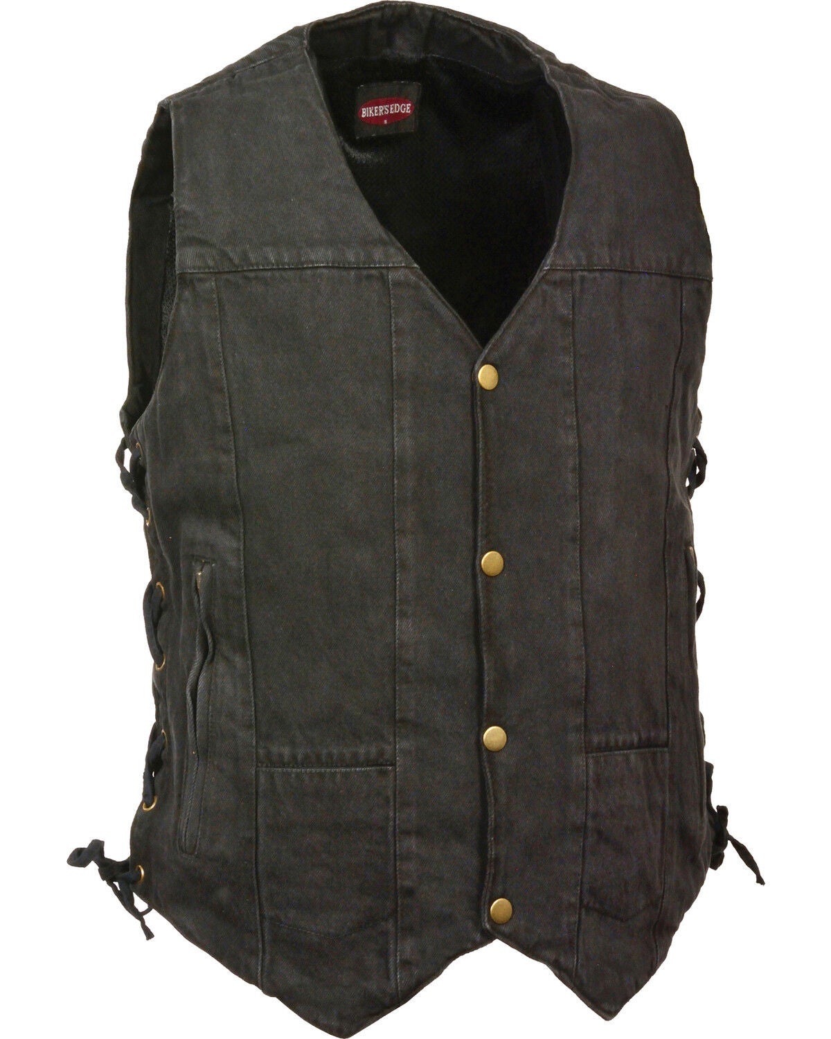 Milwaukee Leather Men's 10 Pocket Side Lace Denim Vest, Black, hi-res